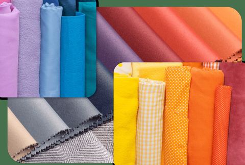Muestrario de telas de tapicería de distintos colores